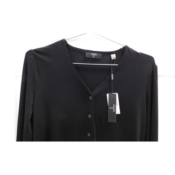 New T Tahari Women's Blouse Long Sleeve Black Light Weight Button Front XS - Picture 2 of 4